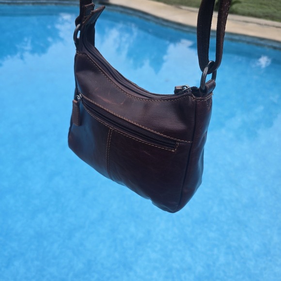 Jack Georges Voyager Hobo Bag Crossbody 11 x 10 x 3.25 Genuine Leather - Picture 3 of 10